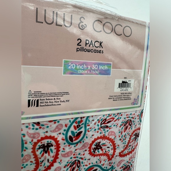 Lulu & Coco Pillowcases 2pc Microfiber Paisley 20in X 30in Bedding Teen NEW - Picture 3 of 4